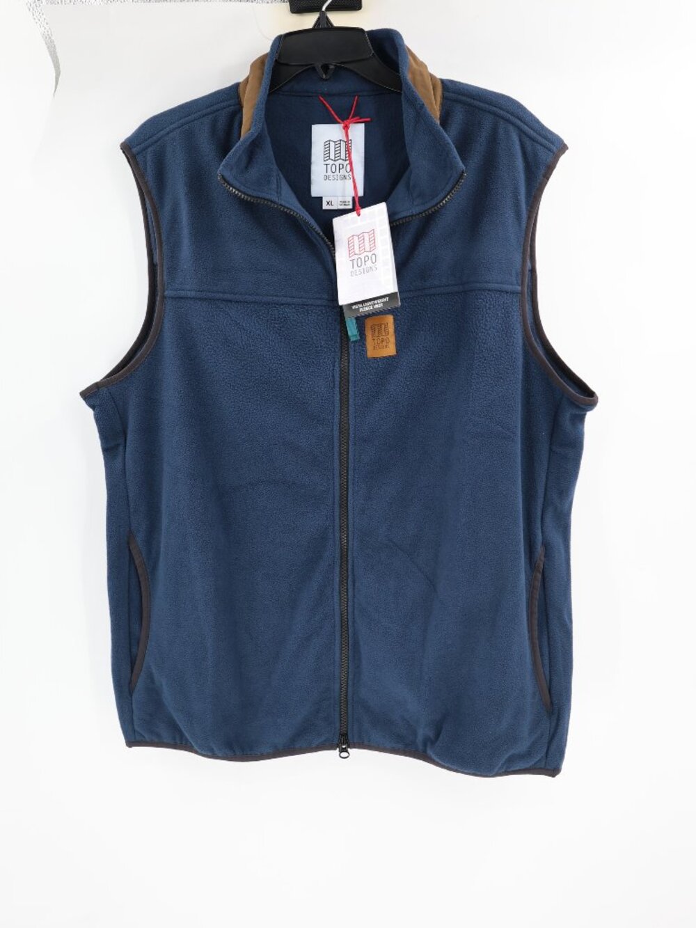 NWT Topo Designs Vest Mens XL Vista Lightweight Fleece Full Zip Sleeveless Blue